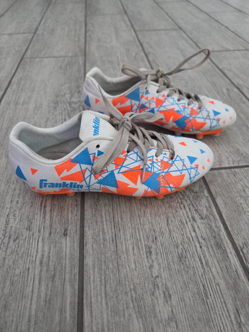 Franklin Soccer Cleats White Orange Blue Kids Size 2